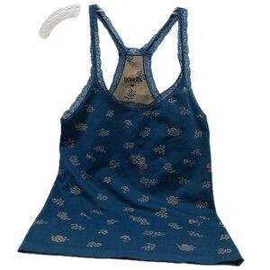 Bongo Womens Tank Top Blue Lace Size Large Floral